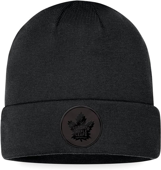 Bonnet en tricot à revers ton sur ton noir LNH des Maple Leafs de Toronto