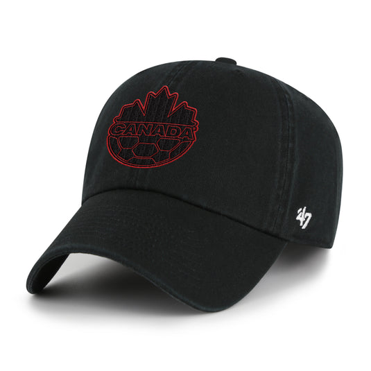 Canada Soccer Clean Up Black Adjustable Cap