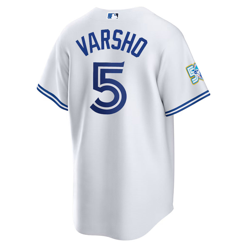 Chargez l'image dans la visionneuse de la galerie, Daulton Varsho 50th Anniversary Toronto Blue Jays MLB Nike White Home Replica Jersey - Sport Army
