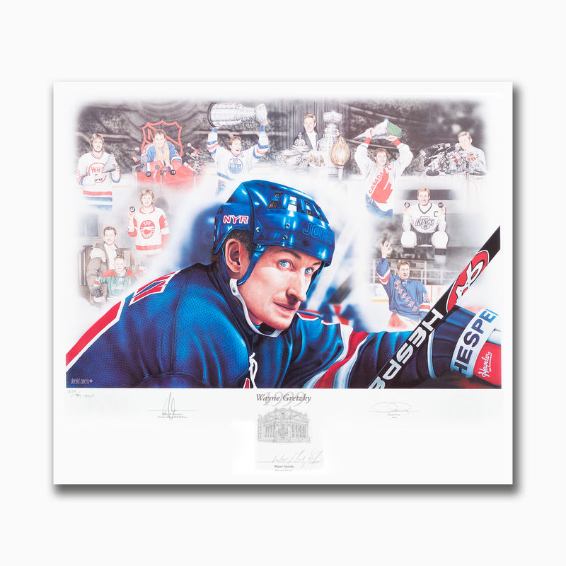 Chargez l&#39;image dans la visionneuse de la galerie, Wayne Gretzky dédicacé 20e anniversaire édition limitée 1999 HHOF impression d&#39;induction
