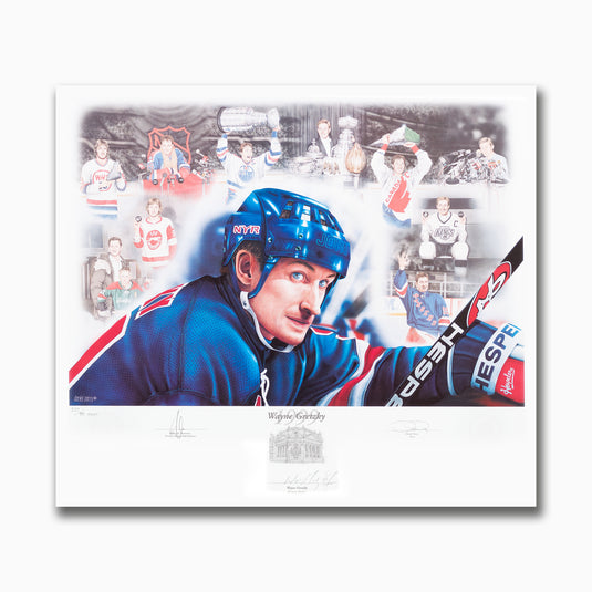 Wayne Gretzky dédicacé 20e anniversaire édition limitée 1999 HHOF impression d'induction