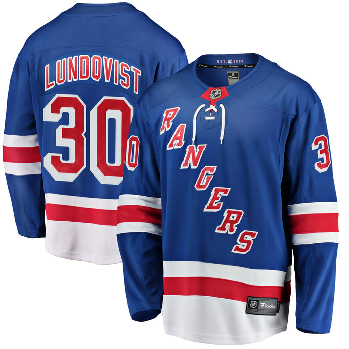 Maillot Domicile Breakaway des Fanatics de la LNH des Rangers de New York Henrik Lundqvist