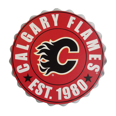 Logo mural de bouchon de bouteille de la LNH des Flames de Calgary