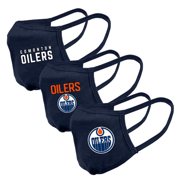 Masques faciaux avec logo de l'équipe de la LNH des Oilers d'Edmonton, paquet de 3