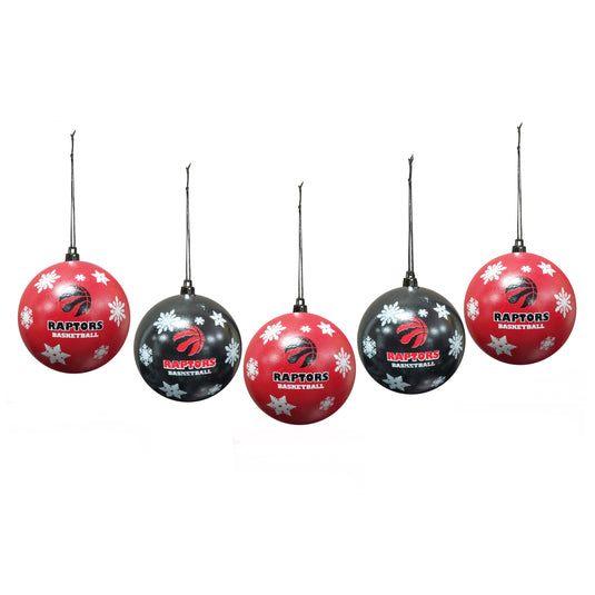 Toronto Raptors Snowflake 5pk Shatterproof Ball Ornament