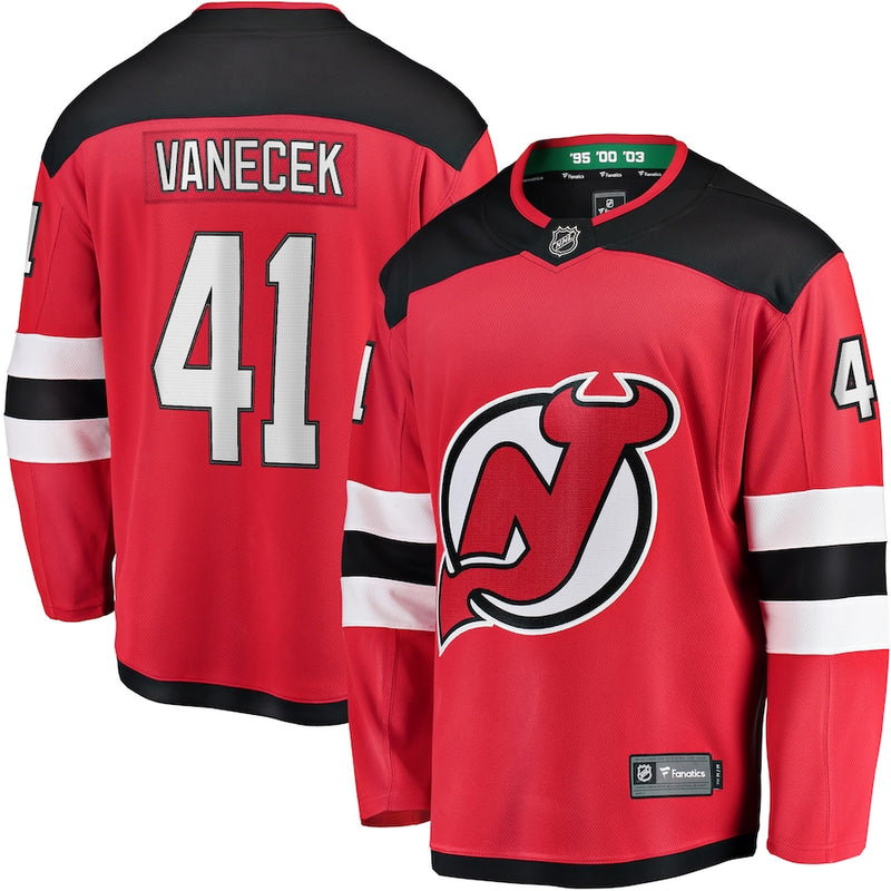 Chargez l&#39;image dans la visionneuse de la galerie, Vitek Vanecek New Jersey Devils NHL Fanatics Breakaway Maillot Domicile
