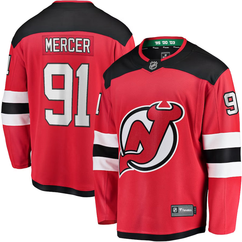 Chargez l&#39;image dans la visionneuse de la galerie, Dawson Mercer New Jersey Devils NHL Fanatics Breakaway Maillot Domicile
