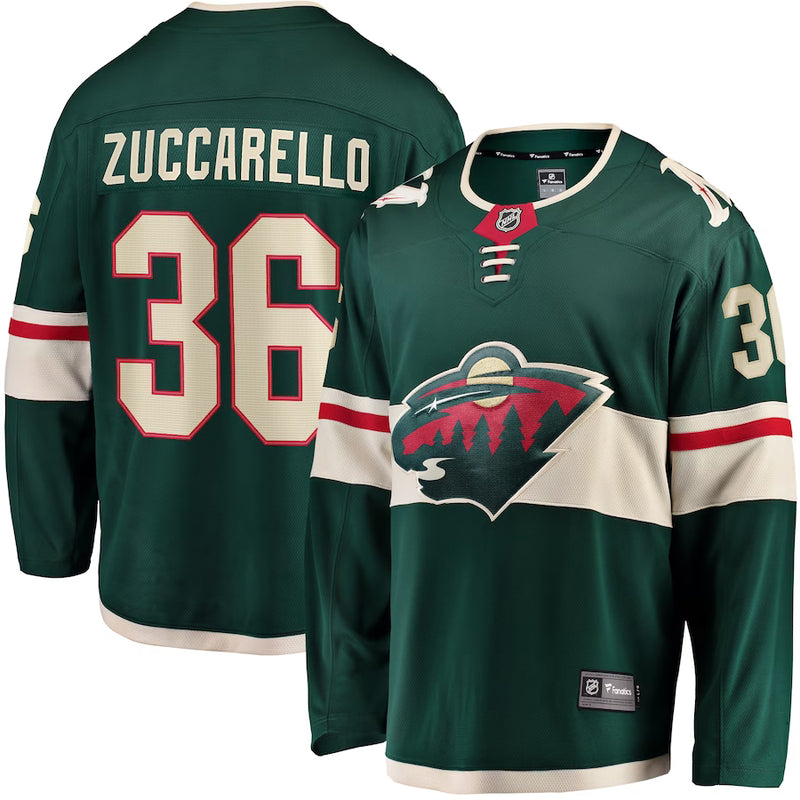 Chargez l&#39;image dans la visionneuse de la galerie, Maillot Domicile Breakaway des Fanatics de la LNH Minnesota Wild de Mats Zuccarello
