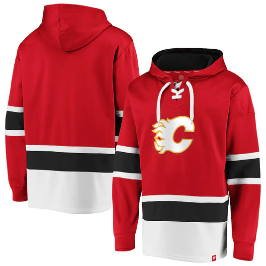 Calgary Flames NHL Dasher Iconic Power Play Lace-Up Hoodie