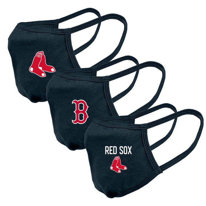 Unisex Boston Red Sox MLB 3-pack Reusable Team Logo Navy Face Masks