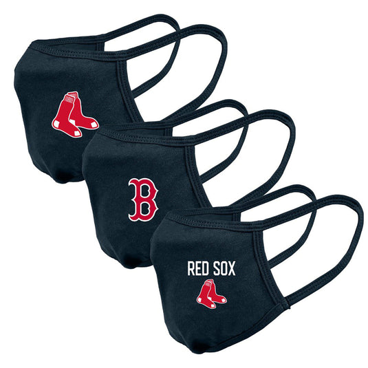 Masques faciaux réutilisables unisexes Boston Red Sox MLB avec logo de l'équipe, paquet de 3