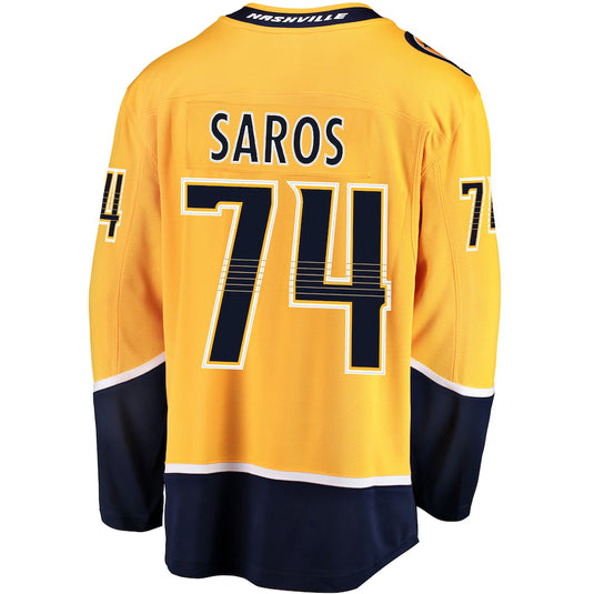 Maillot Domicile Breakaway des Fanatics de la LNH des Predators de Nashville de Juuse Saros