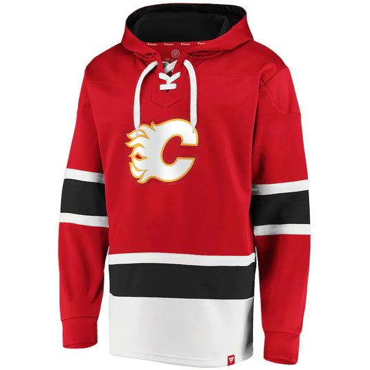 Calgary Flames NHL Dasher Iconic Power Play Lace-Up Hoodie
