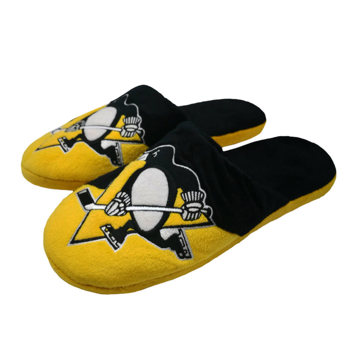 Pantoufles à gros logo de la LNH des Penguins de Pittsburgh