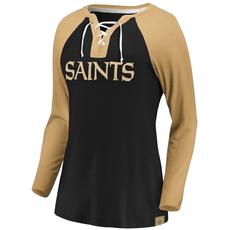 Load image into Gallery viewer, Ladies&#39; New Orleans Saints NFL Fanatics Break Out Play Lace-Up Long Sleeve
