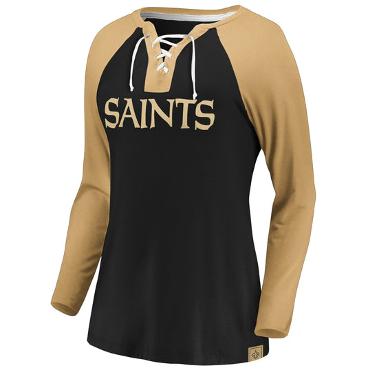 Ladies' New Orleans Saints NFL Fanatics Break Out Play Lace-Up Long Sleeve
