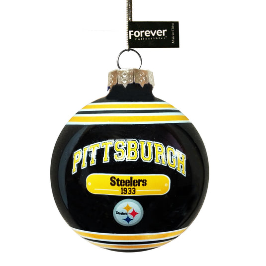 Pittsburgh Steelers Printed Glass Ball Ornament