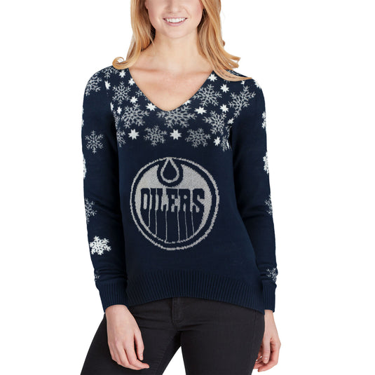 Edmonton Oilers NHL Snowflake V-Neck Sweater