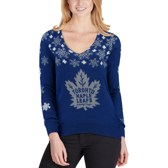 Toronto Maple Leafs NHL Snowflake V-Neck Sweater
