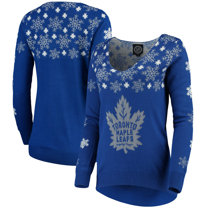 Load image into Gallery viewer, Toronto Maple Leafs NHL Snowflake V-Neck Sweater
