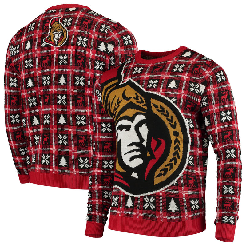 Edmonton Oilers NHL Big Logo Checker Ugly Christmas Sweater