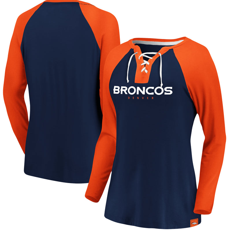 Load image into Gallery viewer, Ladies&#39; Denver Broncos NFL Fanatics Break Out Play Lace-Up Long Sleeve
