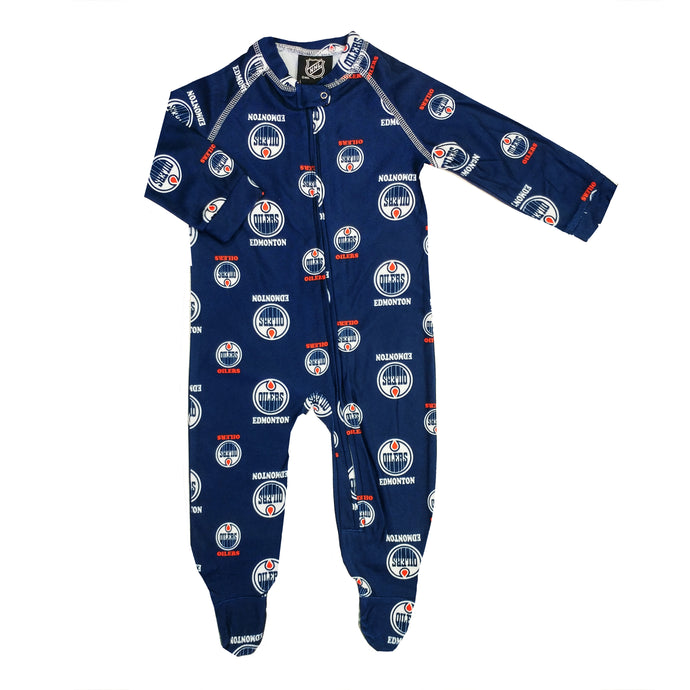 Infant Edmonton Oilers NHL Raglan Zip Up Coverall