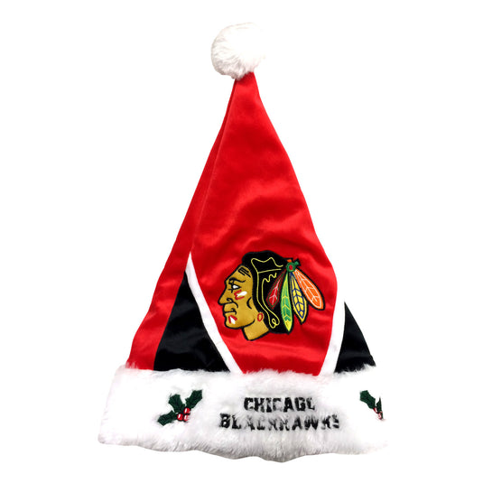 Chapeau de Père Noël en peluche des Blackhawks de Chicago