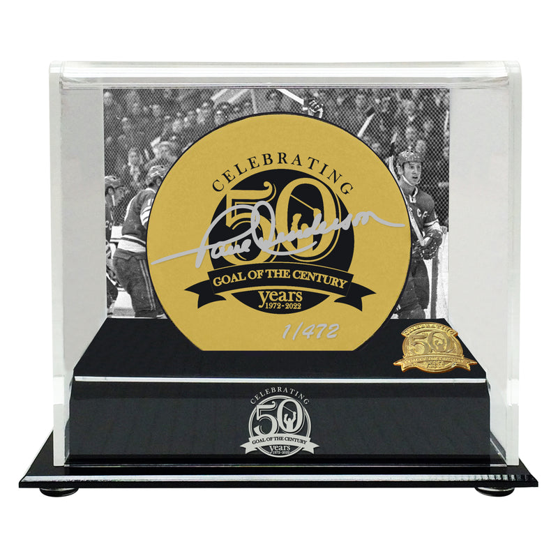 Load image into Gallery viewer, 50th Anniversary Paul Henderson Signed Limited Edition Gold Goal of the Century Puck
