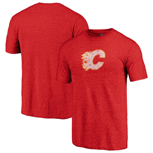 Calgary Flames NHL Distressed Vintage Primary Tri-Blend Tee