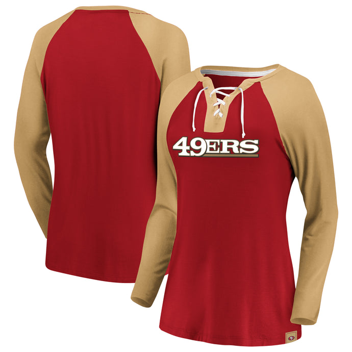 Ladies' San Francisco 49ers NFL Fanatics Break Out Play Lace-Up Long Sleeve