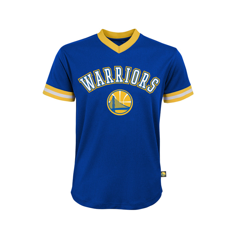 Load image into Gallery viewer, Youth Stephen Curry Golden State Warriors NBA Printed Mesh Team V-Neck Crew
