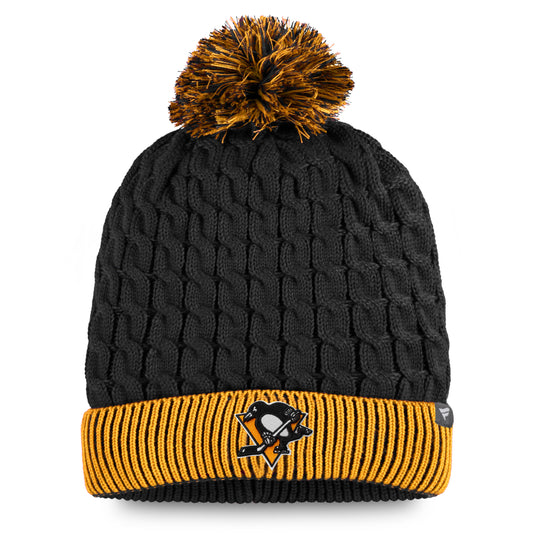 Bonnet à pompon emblématique de la LNH des Penguins de Pittsburgh pour femme