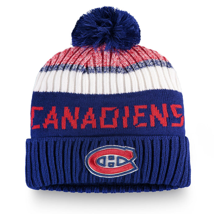 Tuque à pompon en tricot à revers authentique Pro Rinkside des Canadiens de Montréal pour jeunes de la LNH