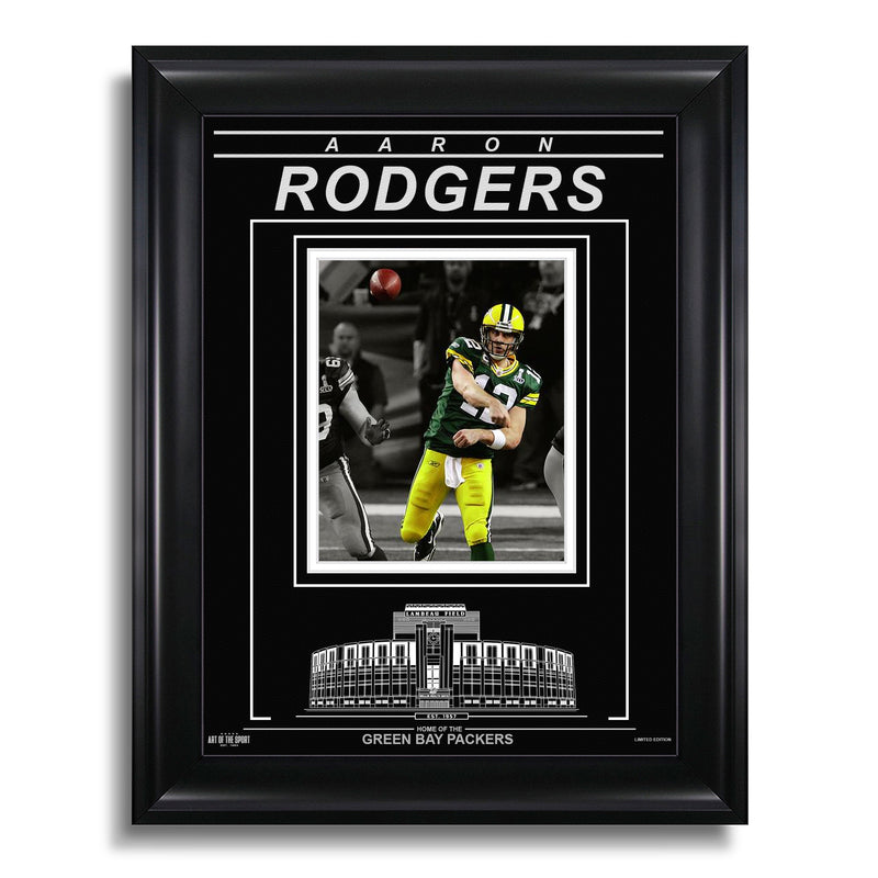 Chargez l&#39;image dans la visionneuse de la galerie, Aaron Rodgers Green Bay Packers Photo encadrée gravée – Action Spotlight
