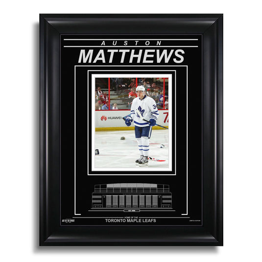 Auston Matthews Toronto Maple Leafs Photo encadrée gravée – Jeu à 4 buts