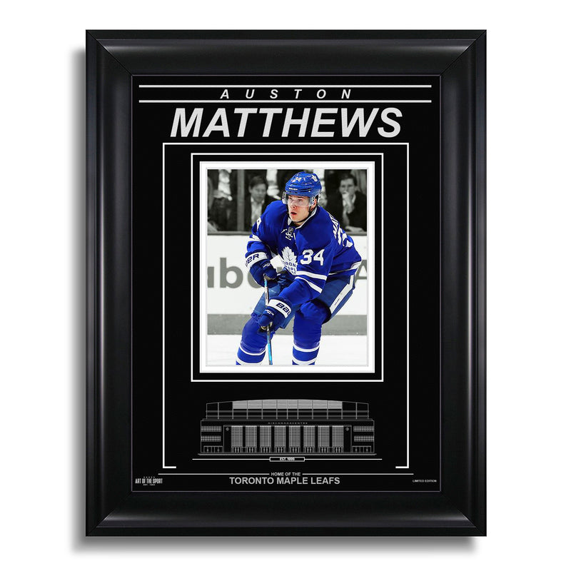 Load image into Gallery viewer, Auston Matthews Toronto Maple Leafs Engraved Framed Photo - Action Spotlight
