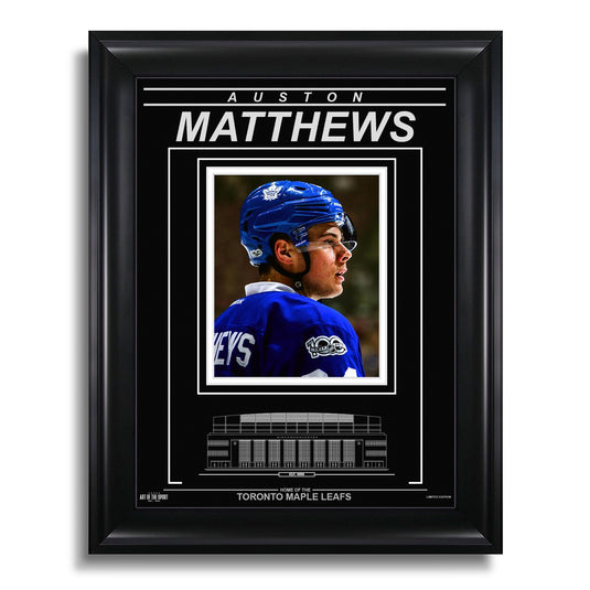 Auston Matthews Toronto Maple Leafs Engraved Framed Photo - Closeup