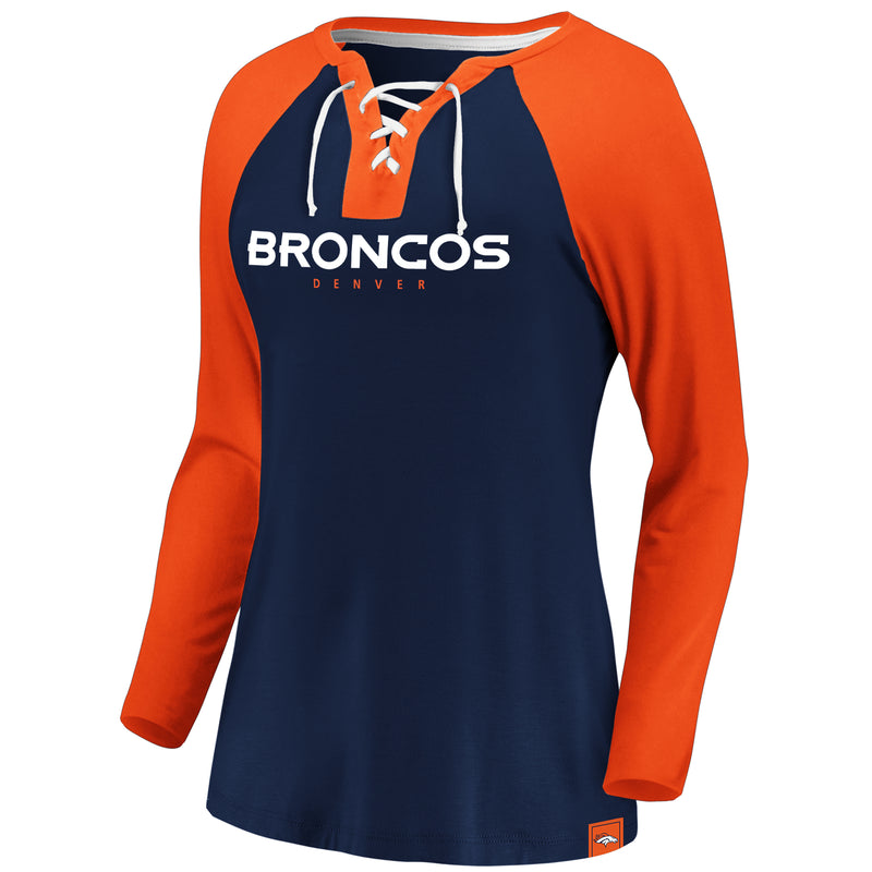 Load image into Gallery viewer, Ladies&#39; Denver Broncos NFL Fanatics Break Out Play Lace-Up Long Sleeve
