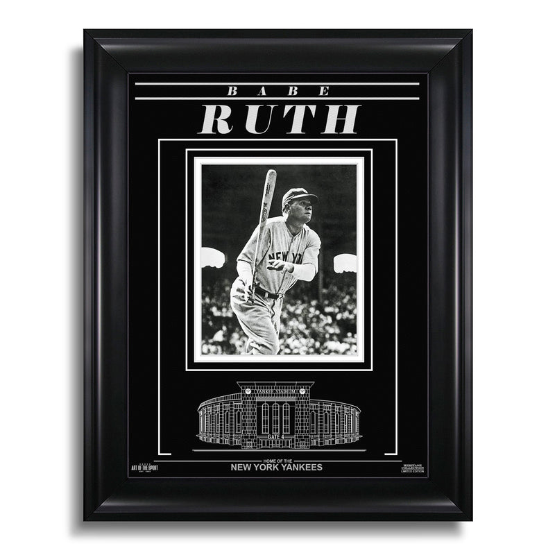 Load image into Gallery viewer, Babe Ruth New York Yankees Engraved Framed Photo - Action Hit

