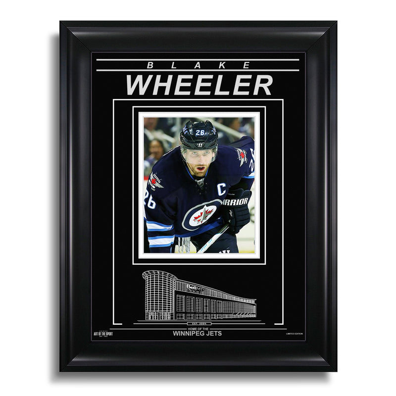 Chargez l&#39;image dans la visionneuse de la galerie, Blake Wheeler Winnipeg Jets Photo encadrée gravée – Gros plan
