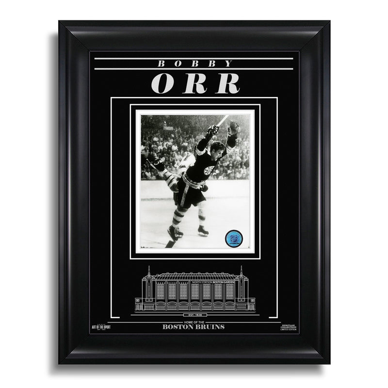 Load image into Gallery viewer, Bobby Orr Boston Bruins Engraved Framed Photo - The Goal
