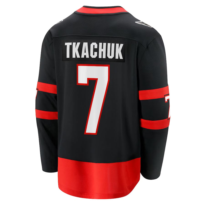 Chargez l&#39;image dans la visionneuse de la galerie, Brady Tkachuk Sénateurs d&#39;Ottawa NHL Fanatics Breakaway Noir Maillot Domicile
