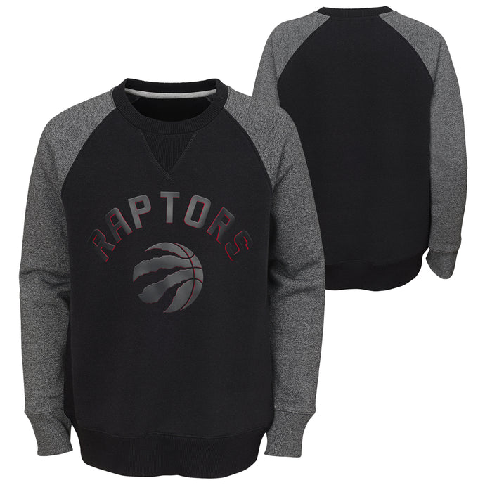 Youth Toronto Raptors NBA Titanium Raglan Fleece Crew