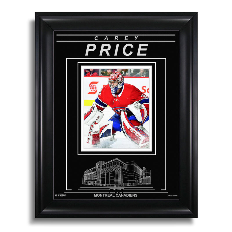 Chargez l&#39;image dans la visionneuse de la galerie, Carey Price Canadiens de Montréal Photo encadrée gravée – Action
