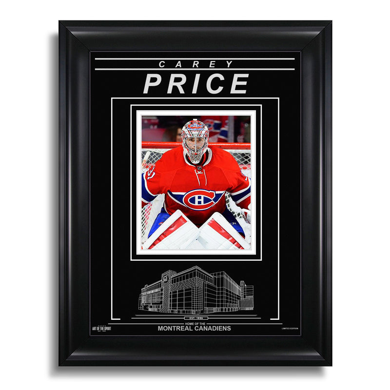 Chargez l&#39;image dans la visionneuse de la galerie, Carey Price Canadiens de Montréal Photo encadrée gravée - Focus
