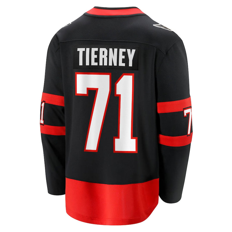 Chargez l&#39;image dans la visionneuse de la galerie, Chris Tierney Sénateurs d&#39;Ottawa NHL Fanatics Breakaway Noir Maillot Domicile
