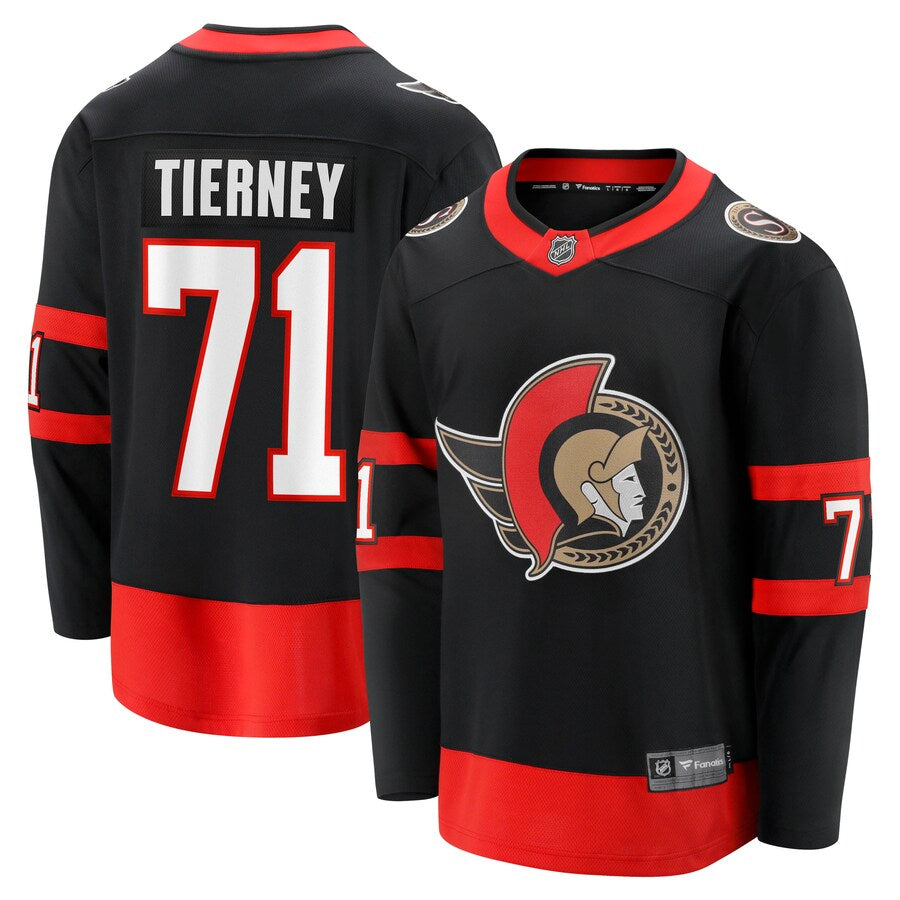 Ottawa Senators No71 Chris Tierney Black 100th Anniversary Jersey
