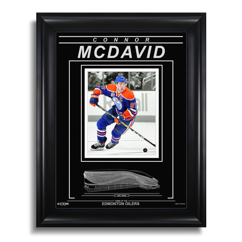 Load image into Gallery viewer, Connor McDavid Edmonton Oilers Engraved Framed Photo - Action Captain Spotlight
