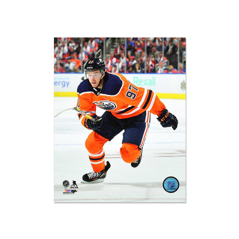 Load image into Gallery viewer, Connor McDavid Edmonton Oilers Engraved Framed Photo - Action Skating
